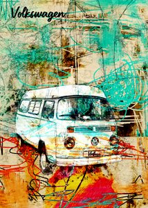 Furgoneta Retro Abstract de Lembayung senja studio [Vintage Poster]