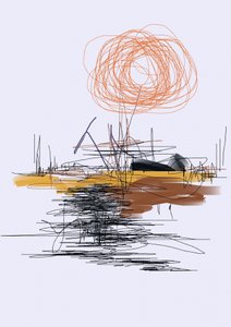 Reflexão abstrata do sol de Lembayung senja studio [Vintage Poster]