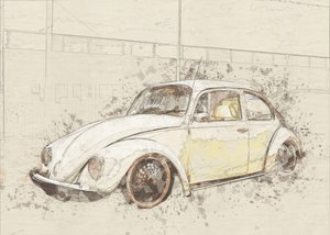 Esboço do Fusca Clássico de Lembayung senja studio [Vintage Poster]