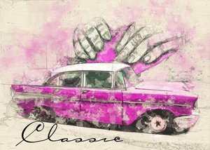 O carro dos sonhos rosa clássico