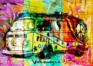 Caravana hippie colorida de Lembayung senja studio [Vintage Poster]