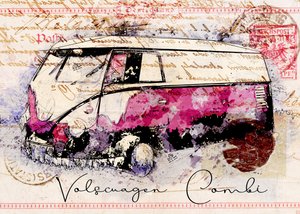 Arte de uma carrinha combi de sonho