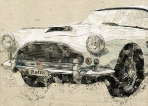 Esboço de um carro clássico retro
