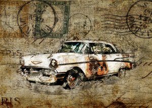 Carro clássico rústico de Lembayung senja studio [Vintage Poster]