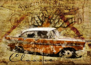 Carro clássico rústico de Lembayung senja studio [Vintage Poster]