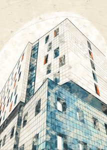 Esboço de arquitetura urbana de Lembayung senja studio [Vintage Poster]