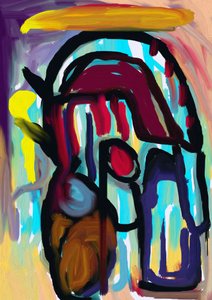 Figura abstrata vibrante de Lembayung senja studio [Vintage Poster]