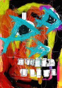 Rosto de peixe abstrato e vibrante