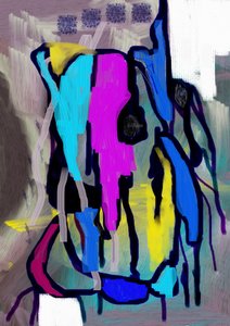 Formas abstratas vibrantes de Lembayung senja studio [Vintage Poster]
