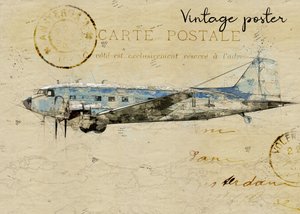 Cartão postal com avião antigo