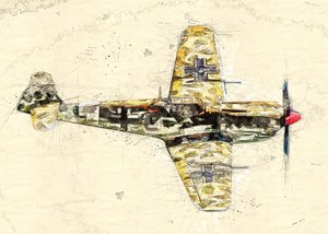 Esboço de um avião de combate antigo de Lembayung senja studio [Vintage Poster]