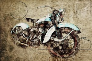 Grunge de Motociclos Clássicos de Lembayung senja studio [Vintage Poster]