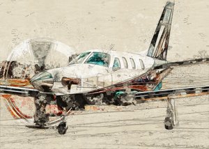 Esboço de um avião de hélice vintage