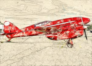 Avião de hélice vermelho vintage de Lembayung senja studio [Vintage Poster]