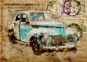 Carro de viagem vintage de Lembayung senja studio [Vintage Poster]