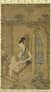 Mulher fantasiando, dinastia Qing, período Kangxi, c.1700-22 de Leng Mei
