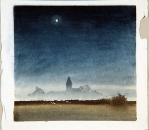 Paisagem enluarada, c.1920 (xilogravura) de Leo Frank