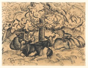 Pomar com bezerros de Leo Gestel (signed by artist)