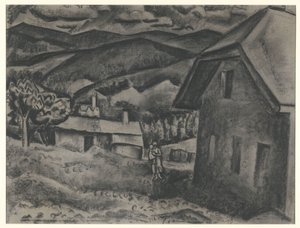 Paisagem com mulher com criança em frente de uma casa de Leo Gestel (signed by artist)