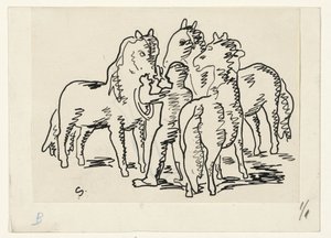 Homem com três cavalos de Leo Gestel (signed by artist)