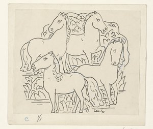Quatro cavalos de Leo Gestel (signed by artist)