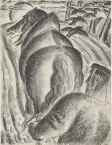 Agricultor com charrua e cavalo de tracção de Leo Gestel