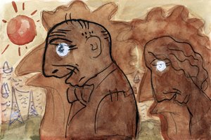 Caricatura de Leo Gestel e da sua esposa (c. 1891–1941), da autoria de Leo Gestel de Leo Gestel
