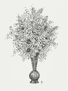 Vaso de flores (c. 1891–1941) – Desenho em alta resolução de Leo Gestel. de Leo Gestel