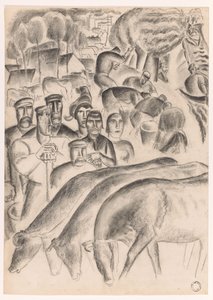 Vacas de pasto, agricultores e trabalhadores dos campos de Leo Gestel