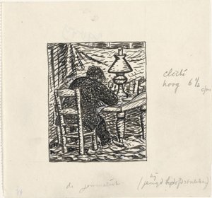 O homem escreve a uma mesa de Leo Gestel
