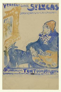 Design para o cartaz da 19ª Exposição anual de Vereening St. Lukas no Museu Stedelijk, Amesterdão de Leo Gestel