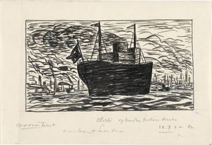 O navio navega para o porto de Londres (título sobre o objecto) de Leo Gestel
