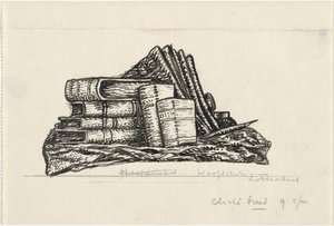 Pilha de livros e artigos de papelaria de Leo Gestel
