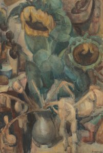 Natureza morta com girassóis em um vaso de Leo Gestel