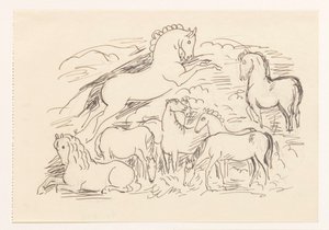 Folha de estudo com oito cavalos de Leo Gestel