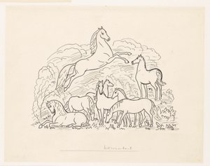 Folha de estudo com oito cavalos de Leo Gestel