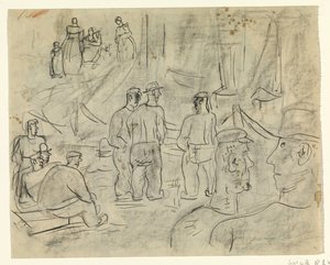 Pescadores num porto de Leo Gestel