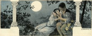 Casal abraçando a luz da lua de Leo Kainradl