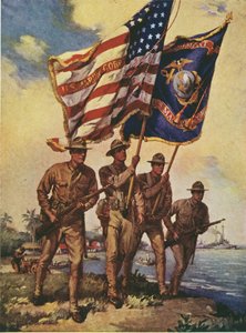 Marines dos EUA com bandeiras de Leon Alaric Shafer