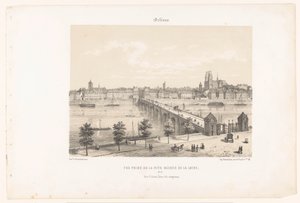 Vista de Orleães da margem esquerda do Loire Orleães. Vue Prize de la rive gauche de la Loire (título no objeto) França contemporânea (título da série) La France de nos jours (título da série no objeto) de Leon Auguste Asselineau