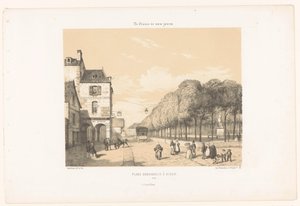 Trem para a Place Du Guesclin em Dinan Place Duguesclin à Dinan (título no objeto) A França de hoje (título da série) La France de nos jours (título da série no objeto) de Leon Auguste Asselineau