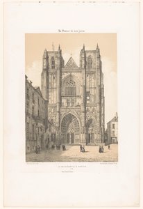 Vista da Catedral de São Pedro e São Paulo em Nantes La cathédrale à Nantes (título no objeto) França contemporânea (título da série) La France de nos jours (título da série no objeto) de Leon Auguste Asselineau