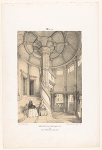 Vista da escada em espiral do Rei Francisco I em Blois. Castelo blois. Escalier de François Ier (título no objeto) França contemporânea (título da série) La France de nos jours (título da série)