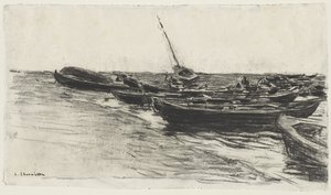 Barcos na praia, c. 187481. de Leon Augustin Lhermitte