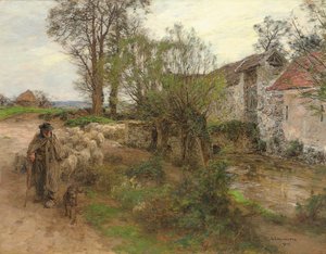 Saída do rebanho de Chailly Street; Saída do rebanho da rue Chailly, 1904 de Leon Augustin Lhermitte
