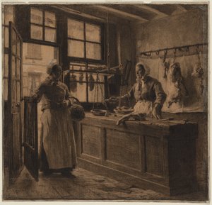 Interior de um açougue de Leon Augustin Lhermitte