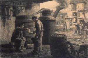 A destilaria; Les Degustateurs d "Eau-de-Vie-de-Marc ou L" Alambic, c.1872 de Leon Augustin Lhermitte