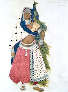 Bayadere com pavão, figurino de balé, 1911 de Leon Bakst