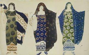 Figurino para Édipo em Colonus de Sófocles, 1904 (wc on paper) de Leon Bakst