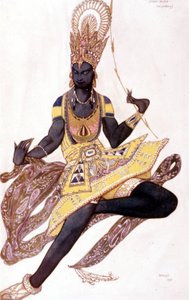 Traje de Vaslav Nijinsky ou Nijinsky (1889-1950) criado por Leo Bakst para "O Deus Azul" por Reynaldo Hahn (1875 - 1947) de Leon Bakst